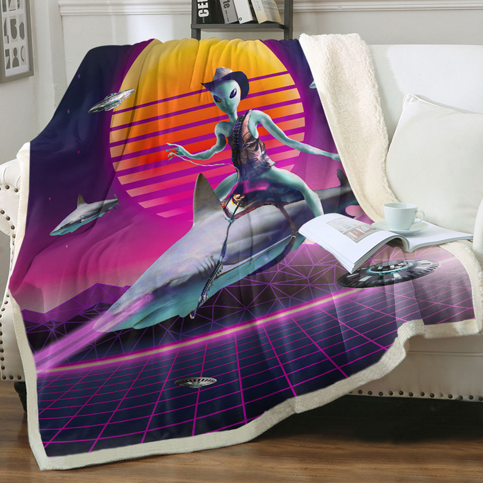 products/Funny-Fiction-Art-Cowboy-Space-Alien-Riding-Shark-Throw-Blanket