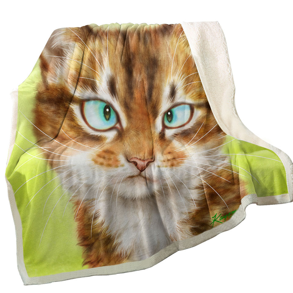 Funny Fleece Blankets Cat Drawings Upset Gingal Kitty