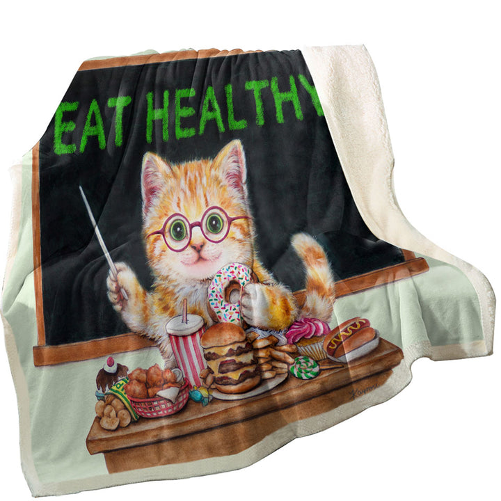 Funny Fleece Blankets Cute Cats Fast Food Teacher Kitten
