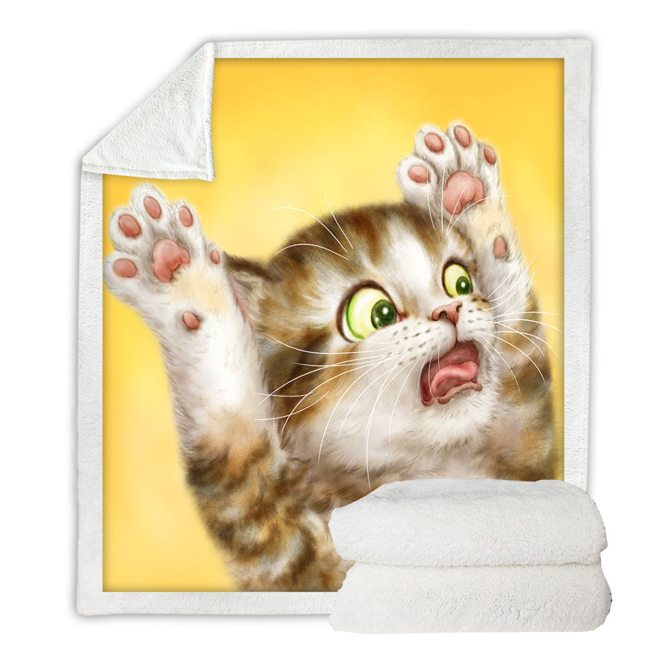 Funny Fleece Throws Cats for Kids the Panic Attack Kitty