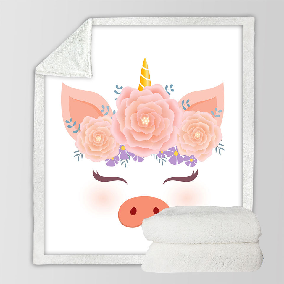 Funny Girls Throws Flowery Unicorn Piggy