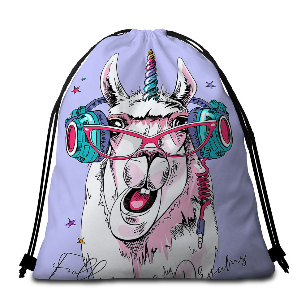 Funny Hipster Unicorn Llama Beach Towel Pack