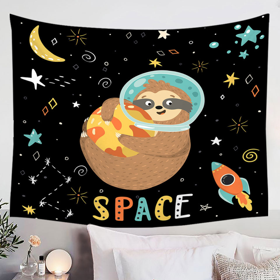 Funny Kids Home Decor Astronaut Sloth in Space