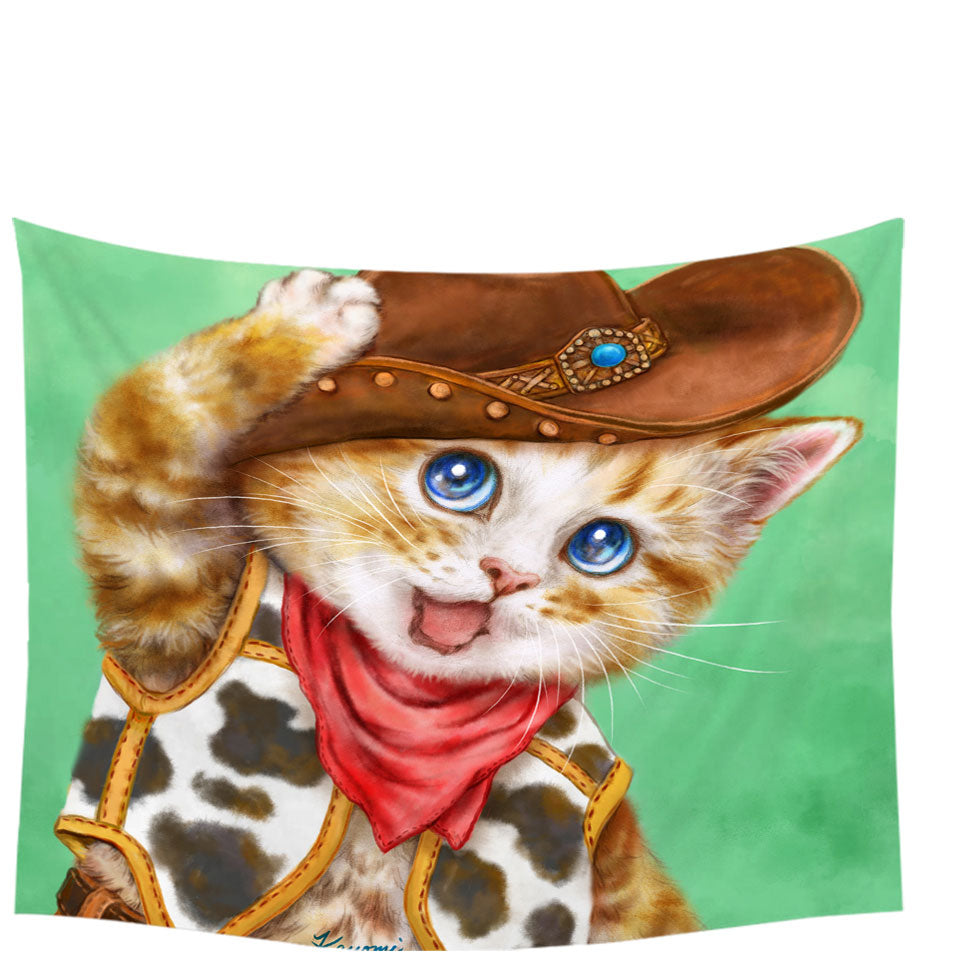 Funny Kittens Cute Cowboy Wall Decor for Kids Ginger Cat