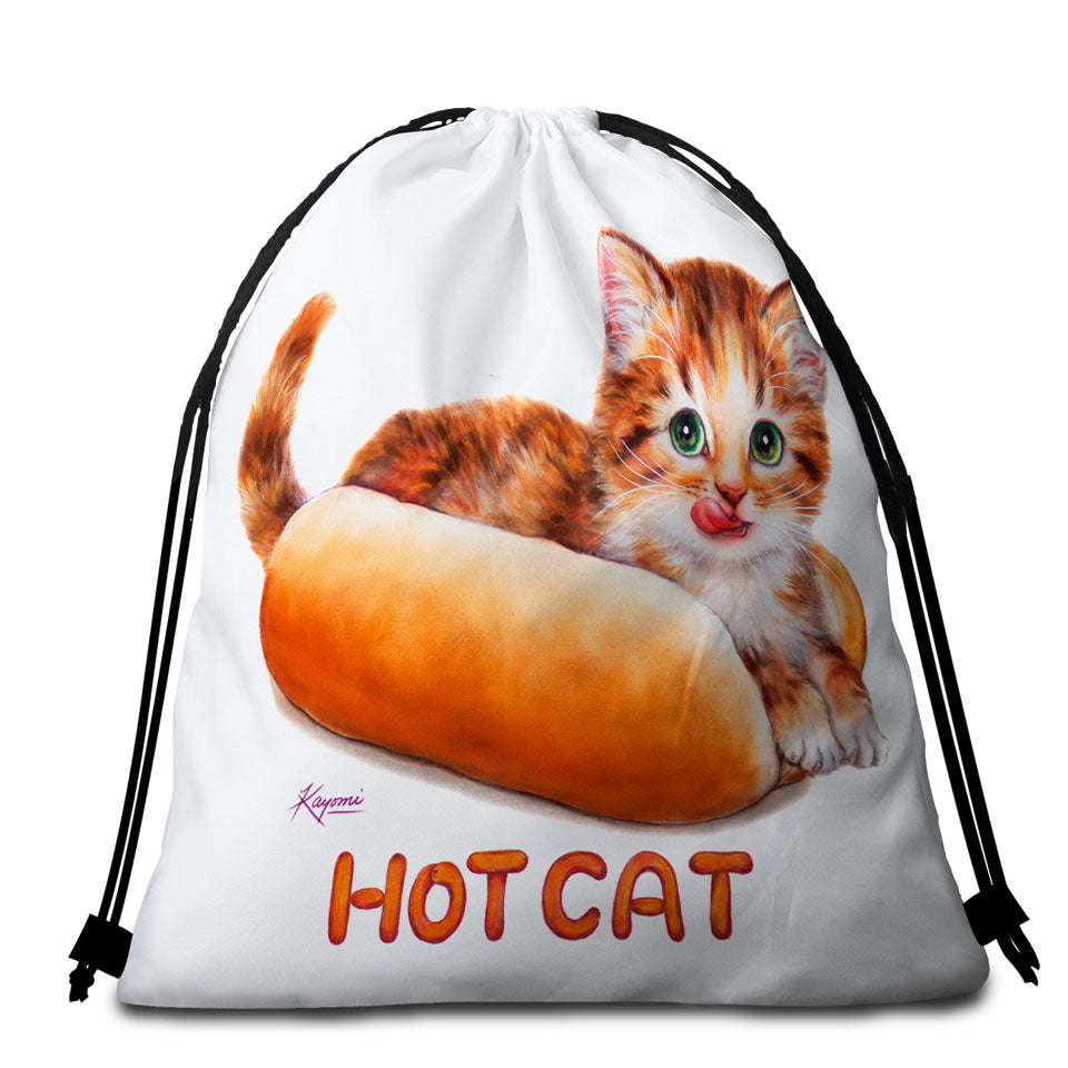 Funny Kittens Ginger Hot Cat Beach Towel Bags