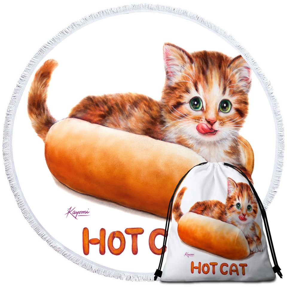 Funny Kittens Ginger Hot Cat Beach Towels