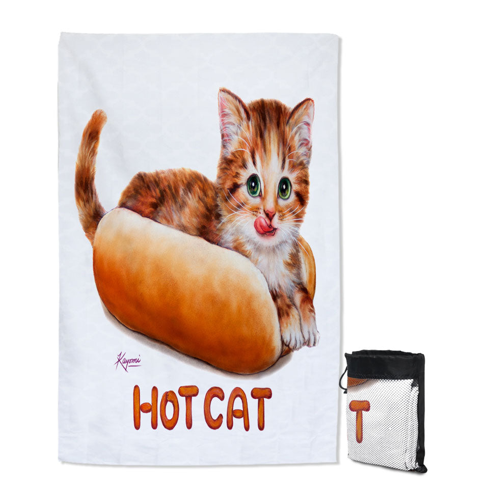 Funny Kittens Ginger Hot Cat Lightweight Beach Towel