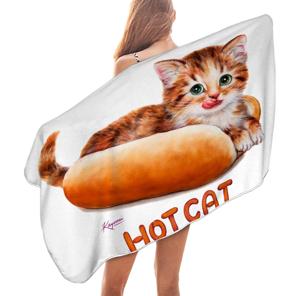 Funny Kittens Ginger Hot Cat Microfiber Beach Towel