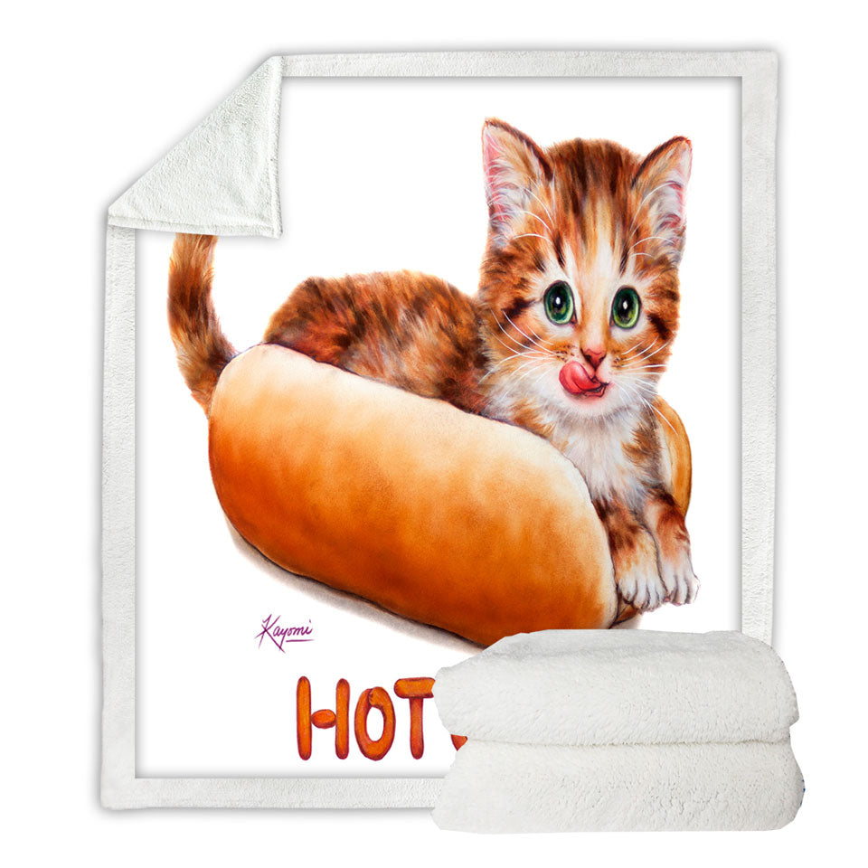 Funny Kittens Ginger Hot Cat Sherpa Blanket
