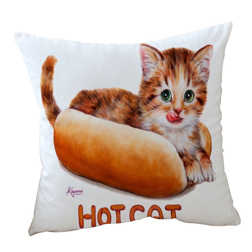 Funny Kittens Ginger Hot Cat Throw Pillow