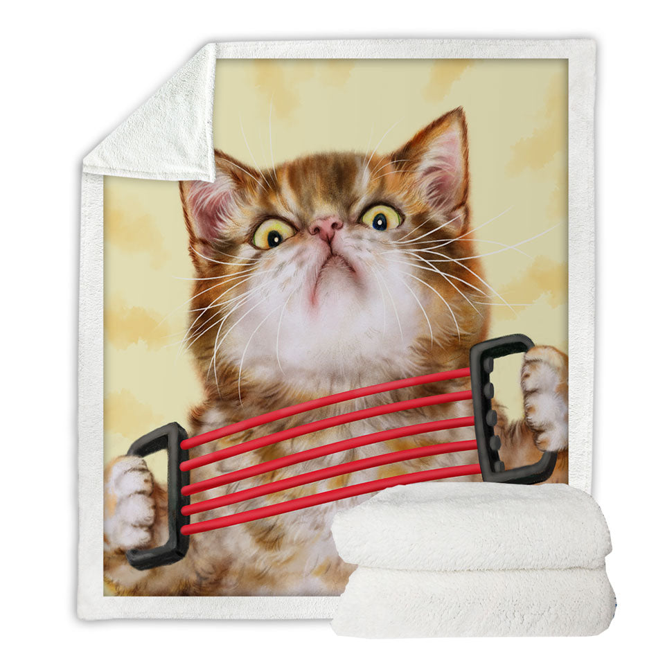 Funny Lightweight Blankets Kittens Tabby Cat Doing Exercise