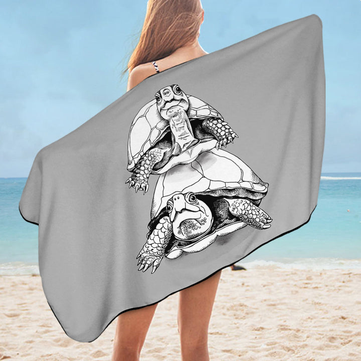 Funny Looking Turtle Microfibre Beach Towels