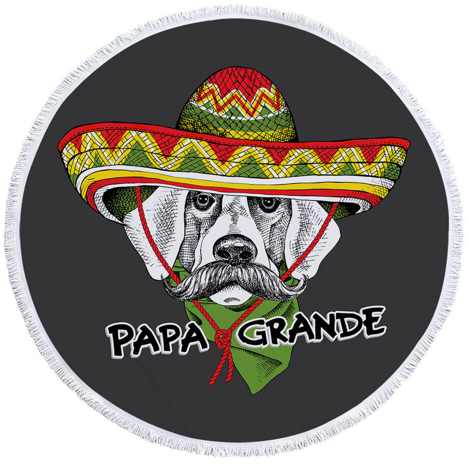 Funny Mens Beach Towel with Mexican Dog Wearing Sombrero