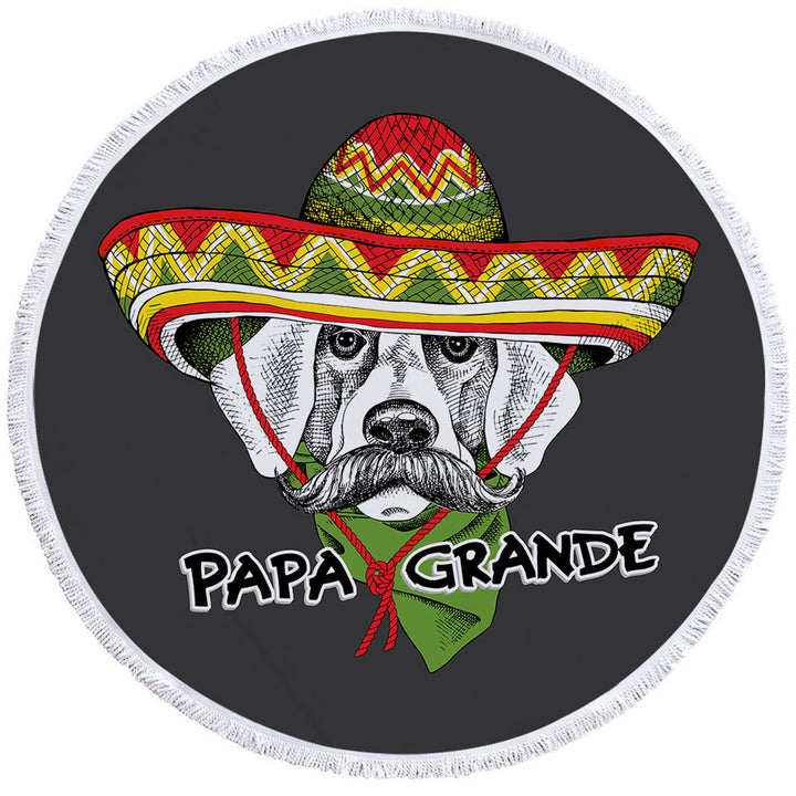 Funny Mens Beach Towel with Mexican Dog Wearing Sombrero