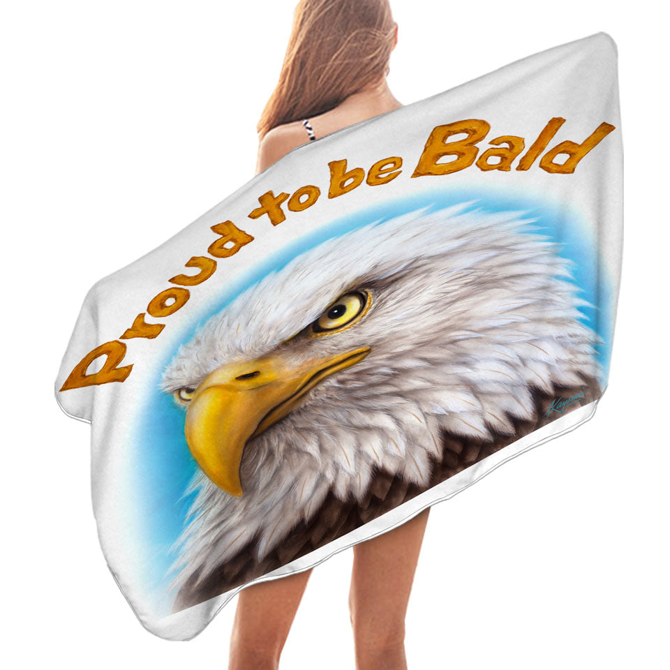 Funny Mens Design Proud to be Bald Eagle Pool Towels