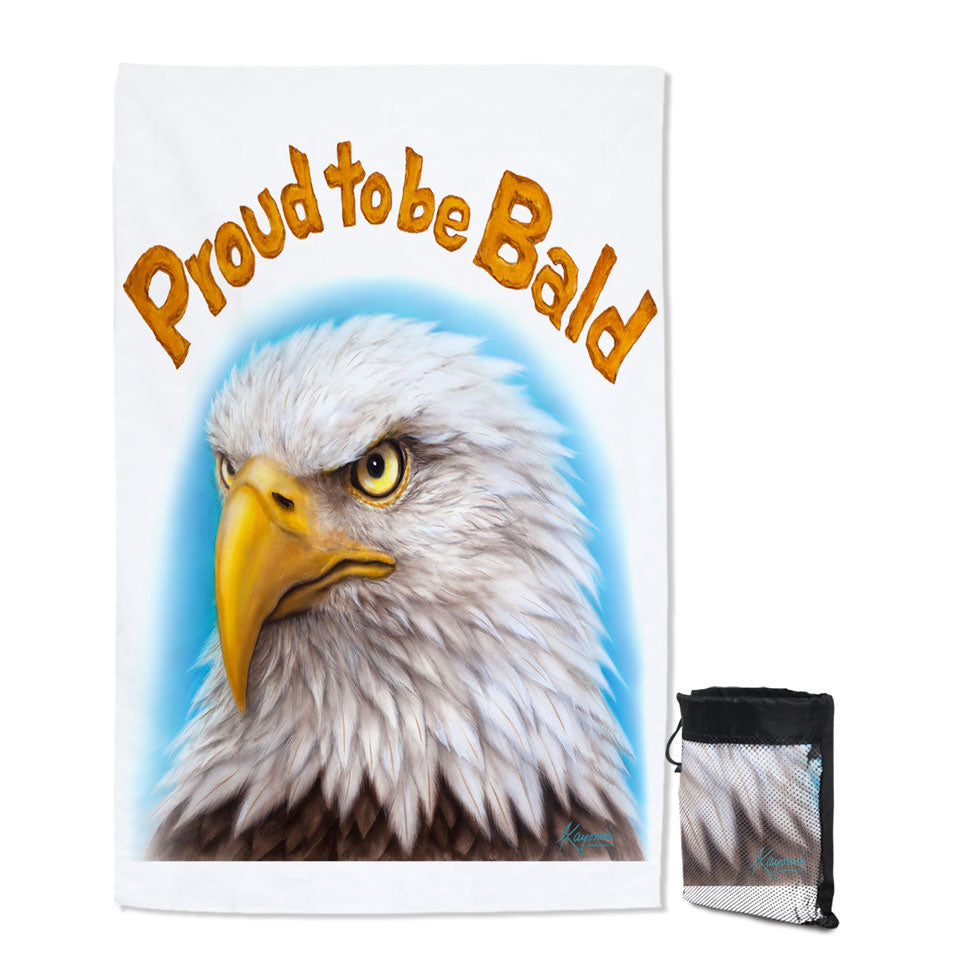 Funny Mens Design Proud to be Bald Eagle unique Beach Towels