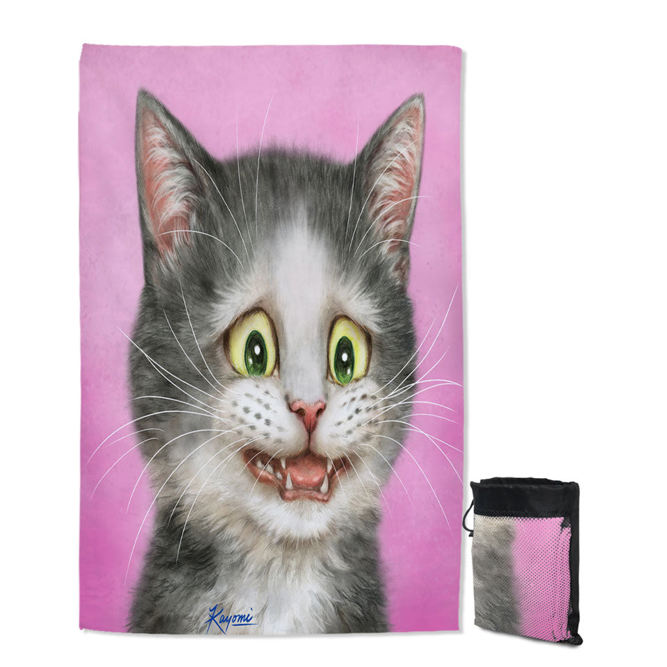 Funny Microfiber Towels For Travel Cats Drawings the Traumatized Kitten