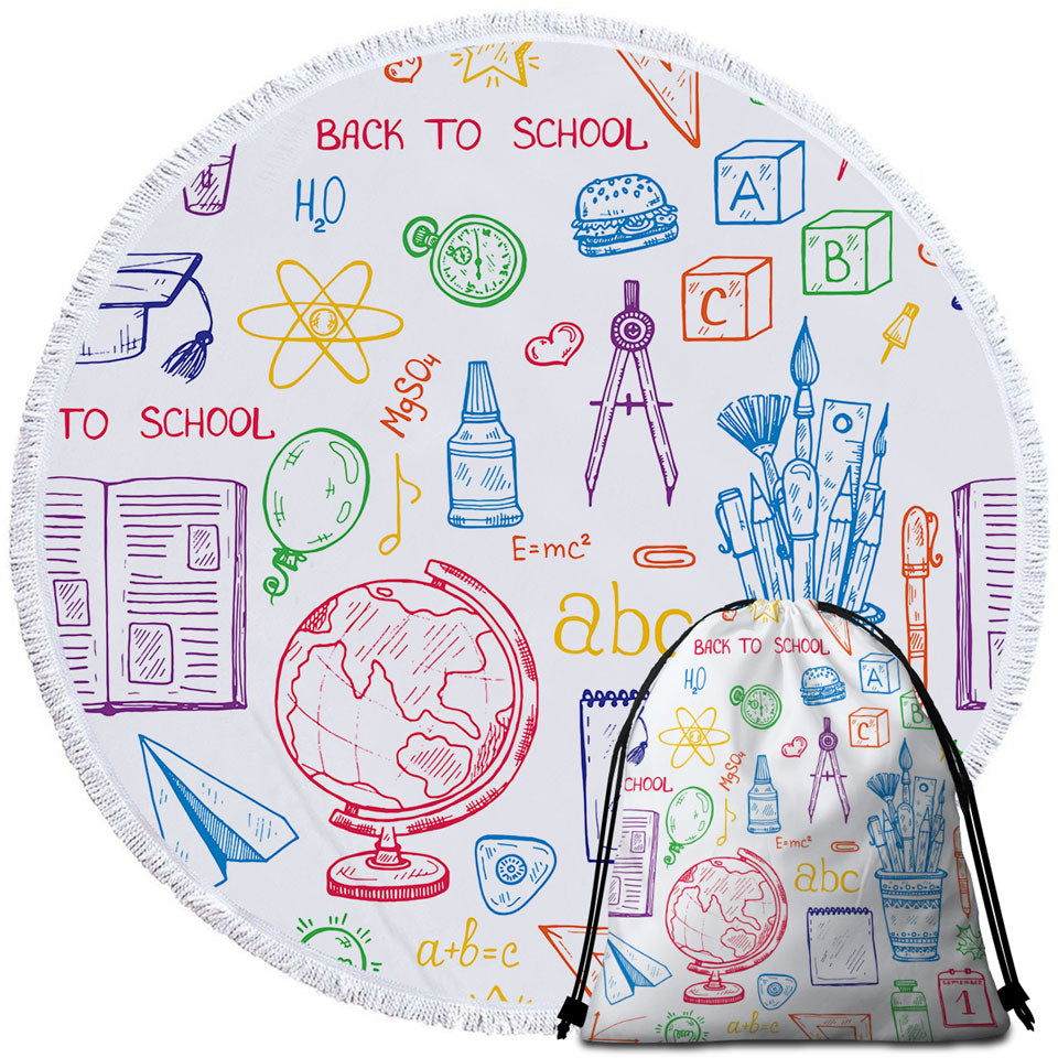 Funny Multi Colored Round Beach Towels Back to School Kit