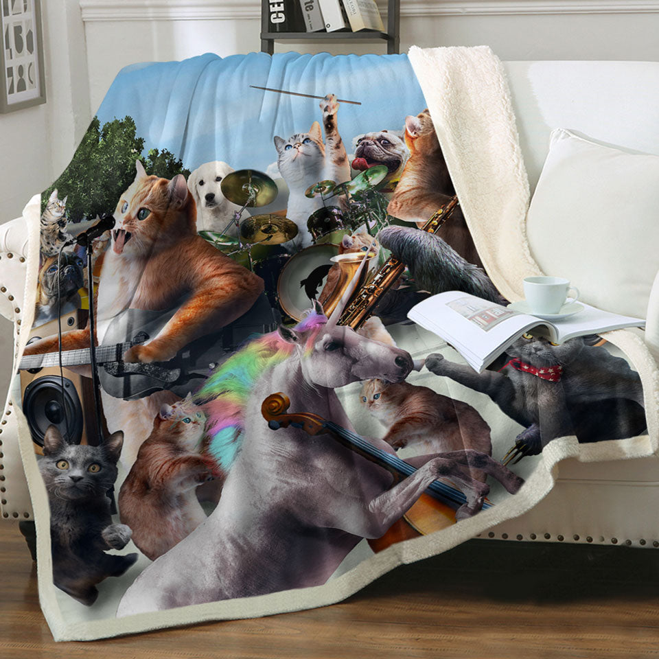 products/Funny-Orchestra-Concert-Unicorn-and-Cats-Fleece-Blankets