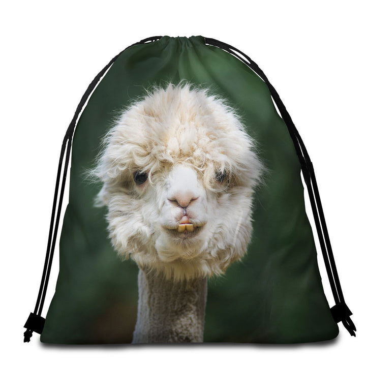 Funny Photo of Llama Beach Towel Bags