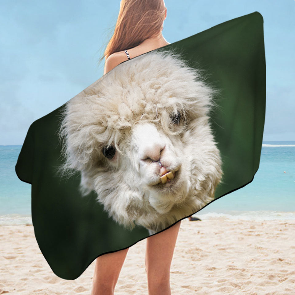 Funny Photo of Llama Microfiber Beach Towel