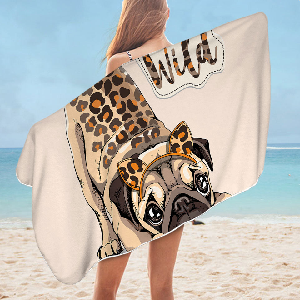 Funny Pool Towels Born to be Wild Pug