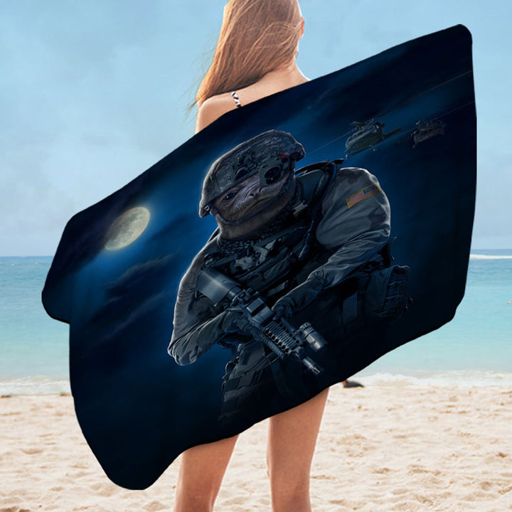 Funny Pool Towels Cool Animal Artwork the US Navy Seal Swims Towel