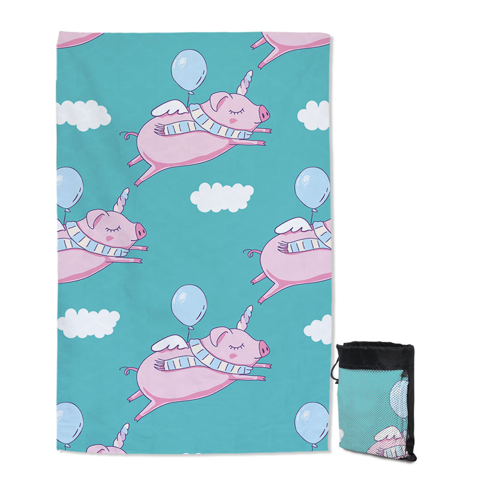Funny Quick Dry Towels Flying Unicorn Pigs