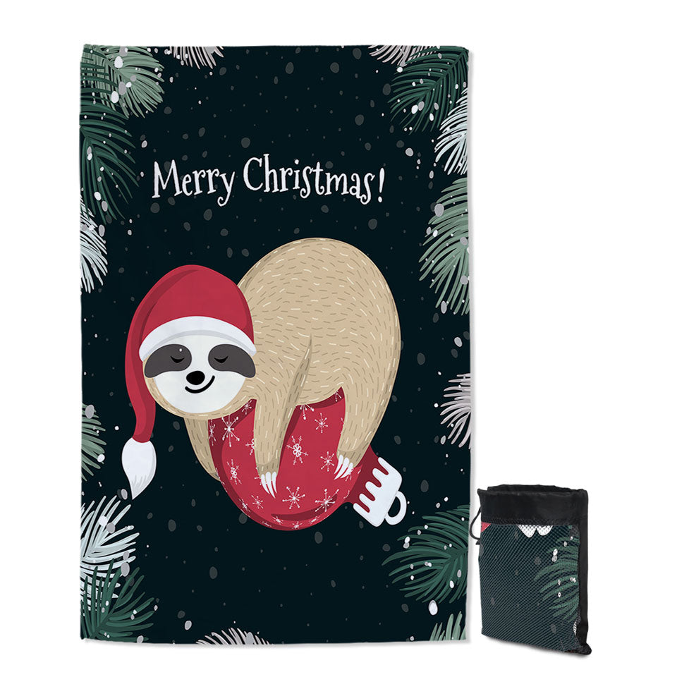 Funny Santa Sloth Microfiber Towels For Travel at Christmas