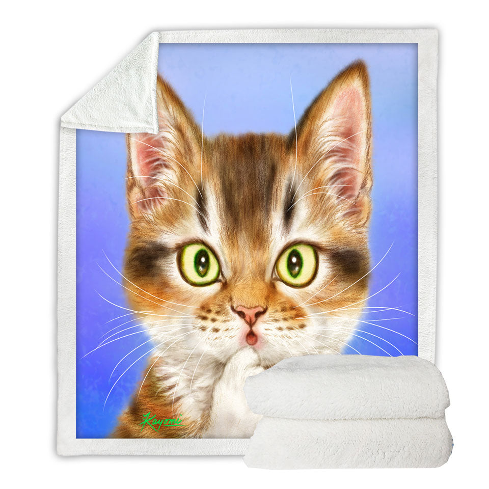 Funny Sherpa Blanket Cat Faces Drawings Surprised Kitten