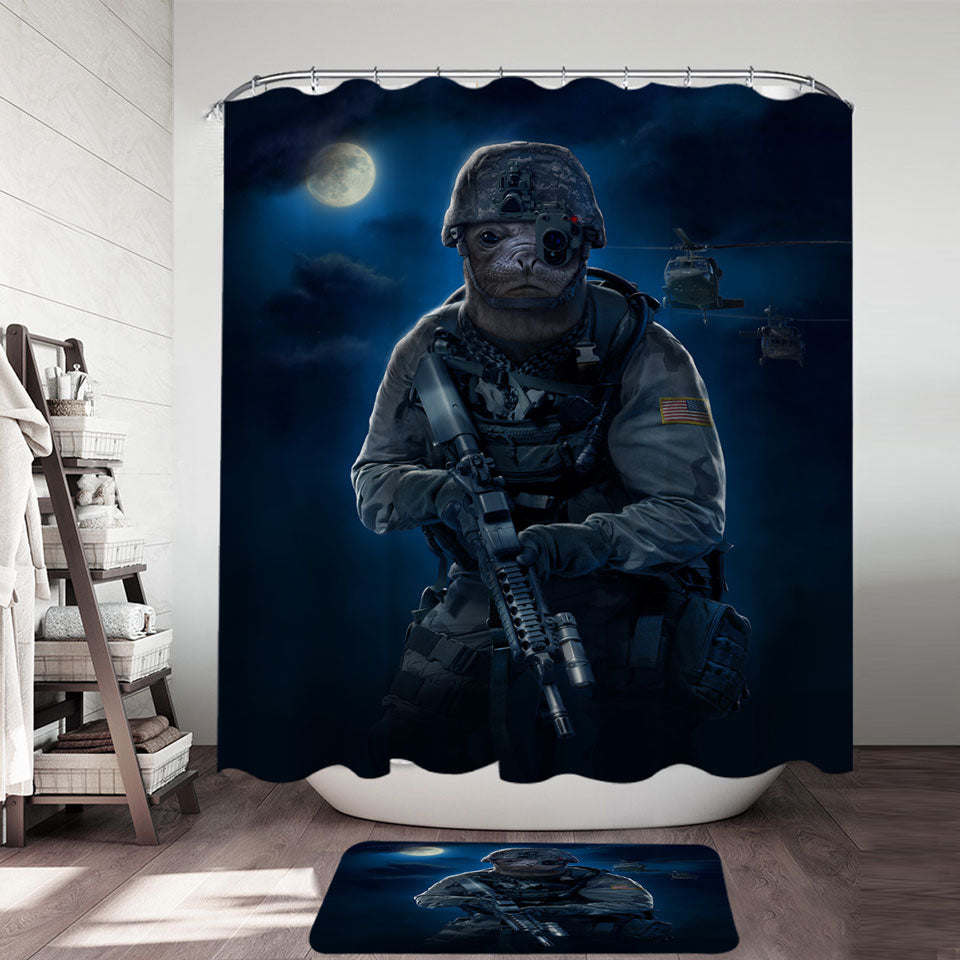 Funny Shower Curtains Cool Animal Artwork the US Navy Seal Shower Curtain