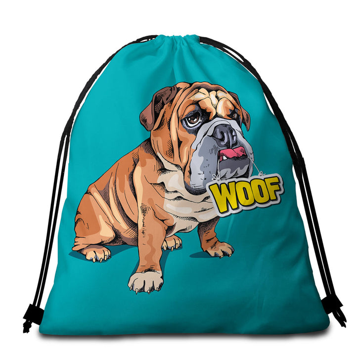 Funny Sleepy Bulldog Beach Towel Bags