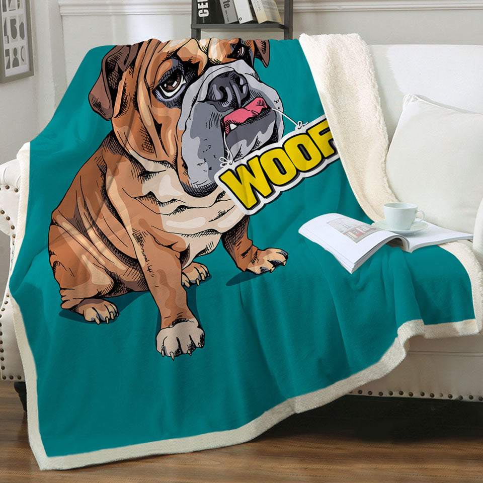 Funny Sleepy Bulldog Throw Blanket