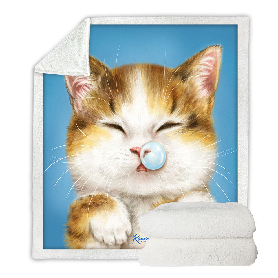 Funny Sofa Blankets Drawings for Kids Cute Sleepy Kitty Cat