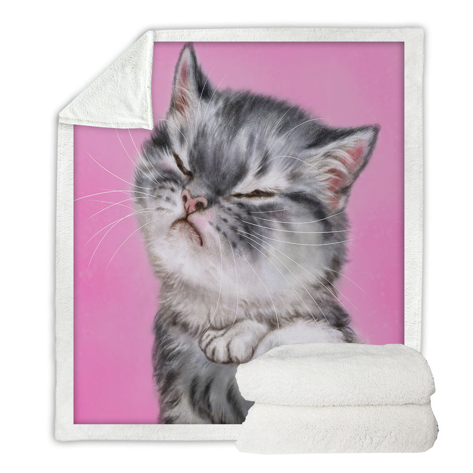 Funny Sofa Throws Cats Angry Grey Tabby Kitty Cat