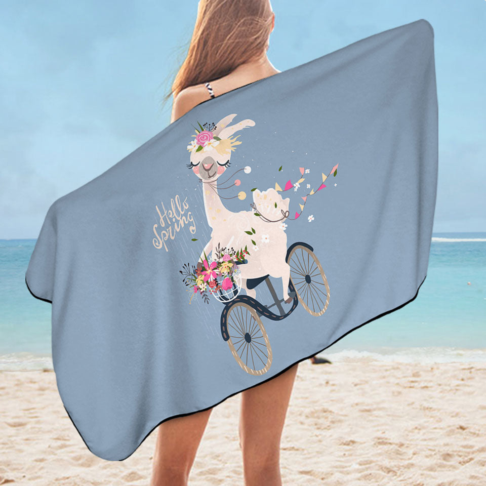 Funny Spring Chic Llama Girls Beach Towels