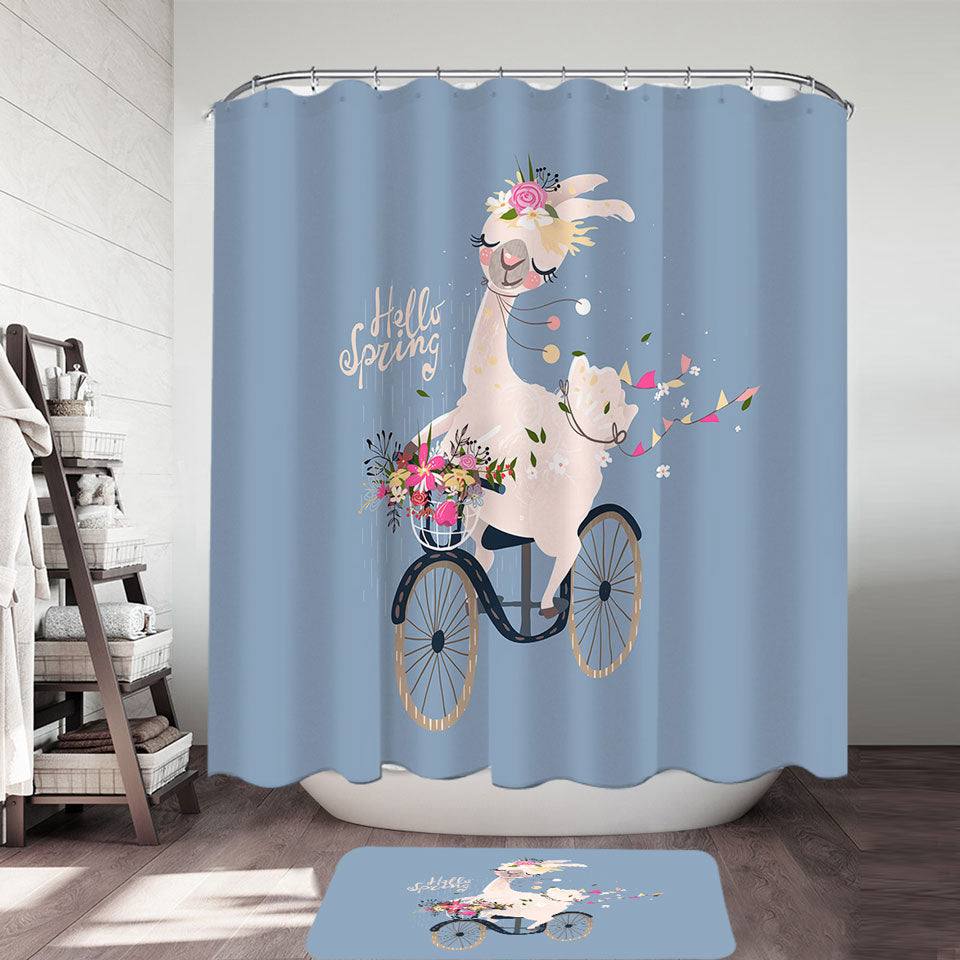 Funny Spring Chic Llama Shower Curtain