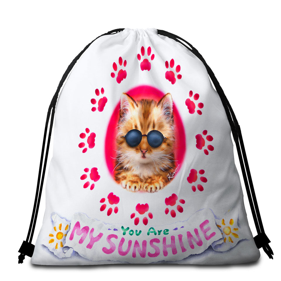 Funny Sunglasses Cat Quote and Paws Beach Towel Pack
