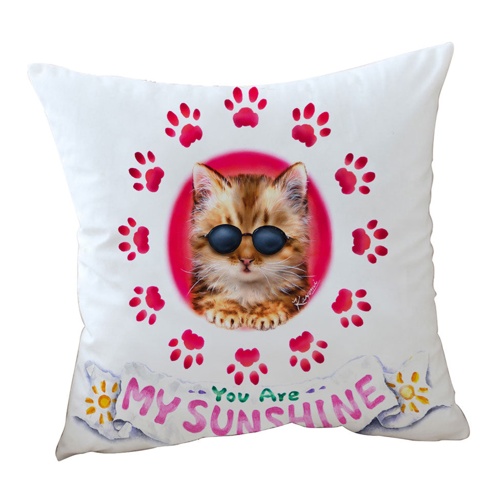 Funny Sunglasses Cat Quote and Paws Throw Pillow