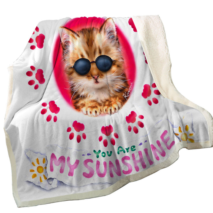 Funny Sunglasses Cat Quote and Paws Throws