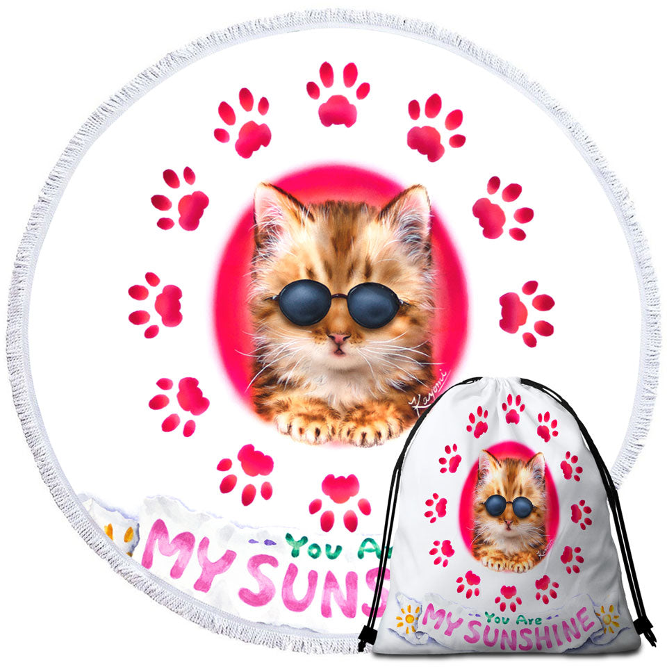 Funny Sunglasses Cat Quote and Paws Unique Beach Towels
