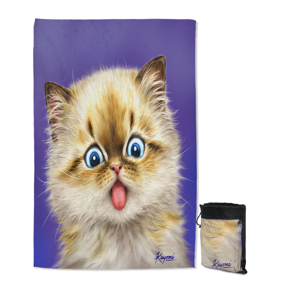 Funny Swims Towel Fool Face Kitten Cat with Tongue Out