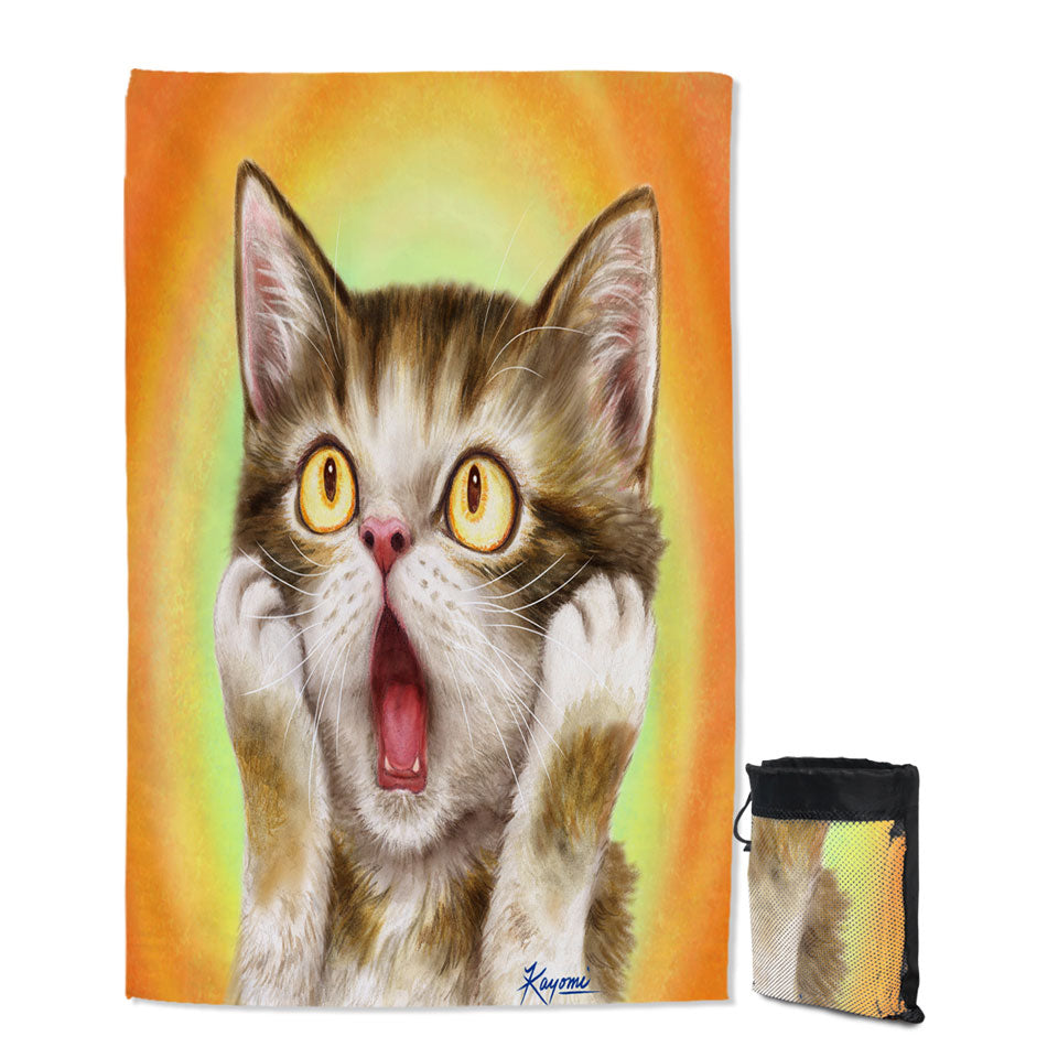 Funny Swims Towel with Cat Designs Freaked Out Kitten