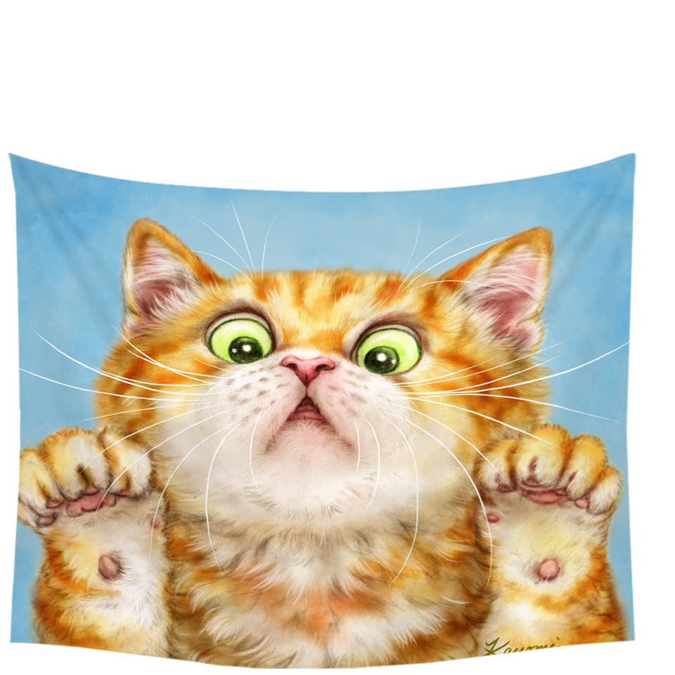 Funny Tapestries Decor Cats Art Curious Ginger Kitten