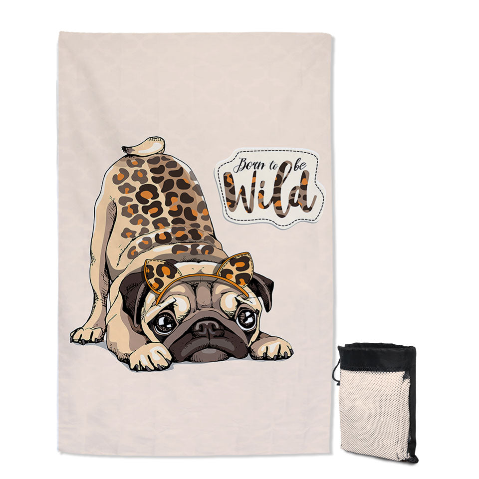 Funny Thin Beach Towels Born to be Wild Pug