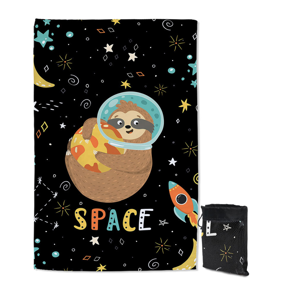 Funny Thin Beach Towels with Astronaut Sloth in Space