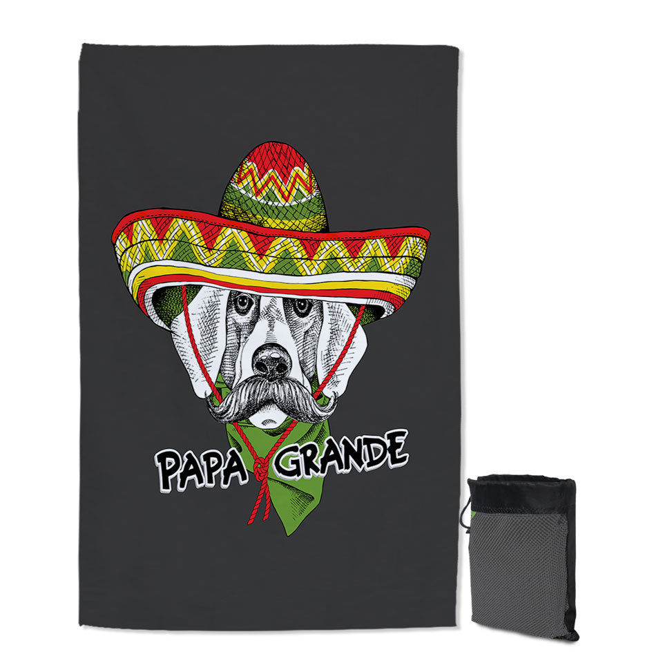 Funny Thin Beach Towels with Mexican Dog Wearing Sombrero