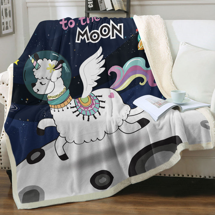Funny Throw Blanket Astronaut Unicorn Sheep