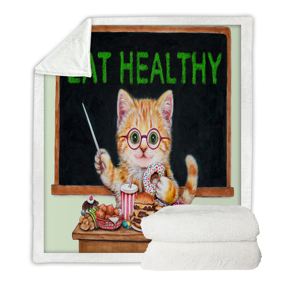 Funny Throw Blanket Cute Cats Fast Food Teacher Kitten