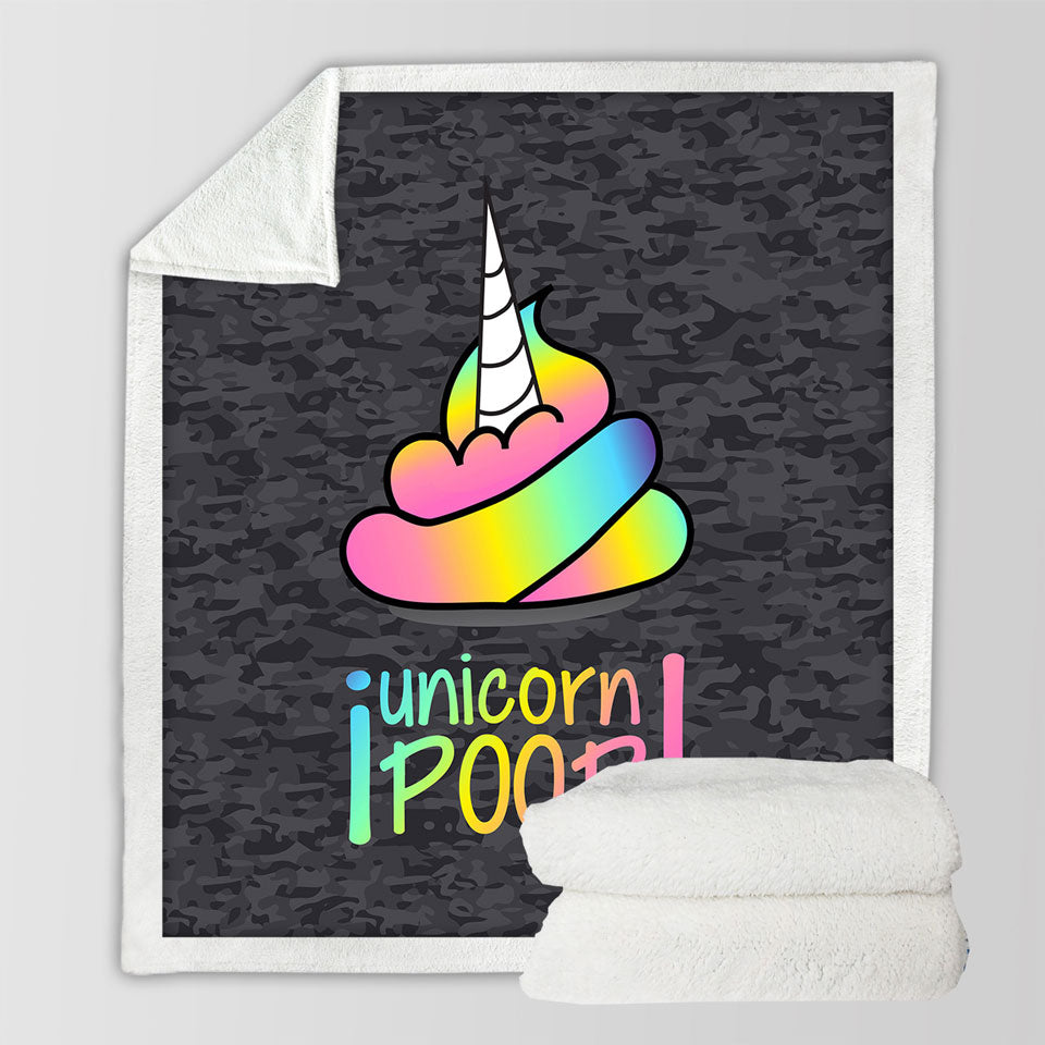 Funny Throw Blankets Unicorn Poop
